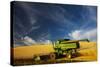 Combine Harvesting Wheat, Palouse Country, Washington, USA-Terry Eggers-Stretched Canvas