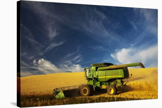 Combine Harvesting Wheat, Palouse Country, Washington, USA-Terry Eggers-Stretched Canvas