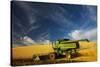 Combine Harvesting Wheat, Palouse Country, Washington, USA-Terry Eggers-Stretched Canvas