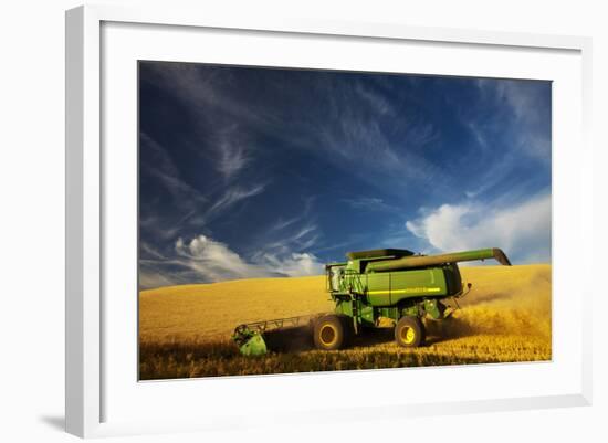 Combine Harvesting Wheat, Palouse Country, Washington, USA-Terry Eggers-Framed Photographic Print