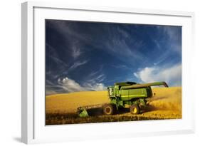 Combine Harvesting Wheat, Palouse Country, Washington, USA-Terry Eggers-Framed Photographic Print