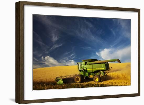 Combine Harvesting Wheat, Palouse Country, Washington, USA-Terry Eggers-Framed Photographic Print