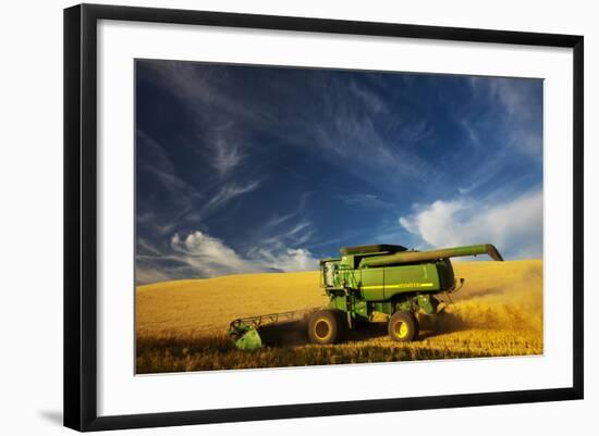 Combine Harvesting Wheat, Palouse Country, Washington, USA-Terry Eggers-Framed Photographic Print