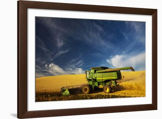 Combine Harvesting Wheat, Palouse Country, Washington, USA-Terry Eggers-Framed Photographic Print