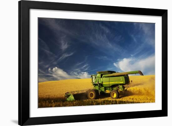 Combine Harvesting Wheat, Palouse Country, Washington, USA-Terry Eggers-Framed Photographic Print