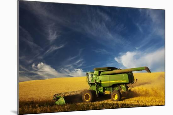 Combine Harvesting Wheat, Palouse Country, Washington, USA-Terry Eggers-Mounted Photographic Print