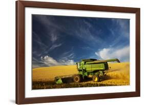 Combine Harvesting Wheat, Palouse Country, Washington, USA-Terry Eggers-Framed Photographic Print