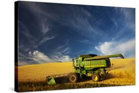 Combine Harvesting Wheat, Palouse Country, Washington, USA-Terry Eggers-Stretched Canvas