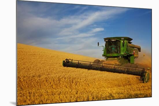 Combine Harvesting Wheat, Palouse Country, Washington, USA-Terry Eggers-Mounted Photographic Print