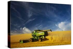 Combine Harvesting Wheat, Palouse Country, Washington, USA-Terry Eggers-Stretched Canvas