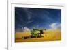 Combine Harvesting Wheat, Palouse Country, Washington, USA-Terry Eggers-Framed Photographic Print