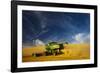 Combine Harvesting Wheat, Palouse Country, Washington, USA-Terry Eggers-Framed Photographic Print