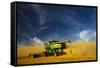 Combine Harvesting Wheat, Palouse Country, Washington, USA-Terry Eggers-Framed Stretched Canvas