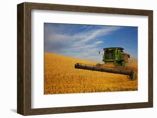 Combine Harvesting Wheat, Palouse Country, Washington, USA-Terry Eggers-Framed Photographic Print