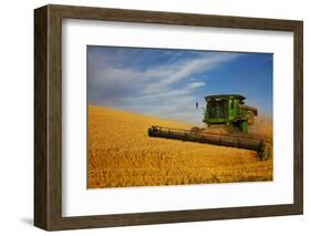 Combine Harvesting Wheat, Palouse Country, Washington, USA-Terry Eggers-Framed Photographic Print