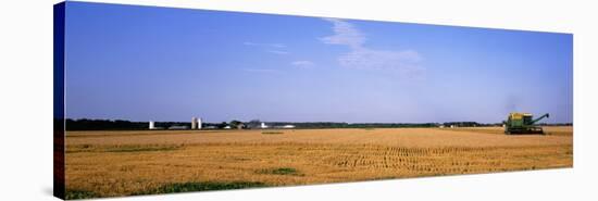 Combine in a Field, Marion County, Illinois, USA-null-Stretched Canvas