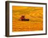 Combine Swathing Crop, Palouse, Washington, USA-Terry Eggers-Framed Photographic Print