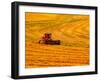 Combine Swathing Crop, Palouse, Washington, USA-Terry Eggers-Framed Photographic Print
