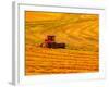 Combine Swathing Crop, Palouse, Washington, USA-Terry Eggers-Framed Photographic Print