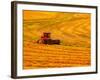 Combine Swathing Crop, Palouse, Washington, USA-Terry Eggers-Framed Photographic Print