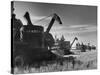 Combines Being Used to Harvest Wheat-Ed Clark-Stretched Canvas