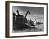 Combines Being Used to Harvest Wheat-Ed Clark-Framed Premium Photographic Print