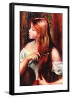 Combing Girl-Pierre-Auguste Renoir-Framed Art Print