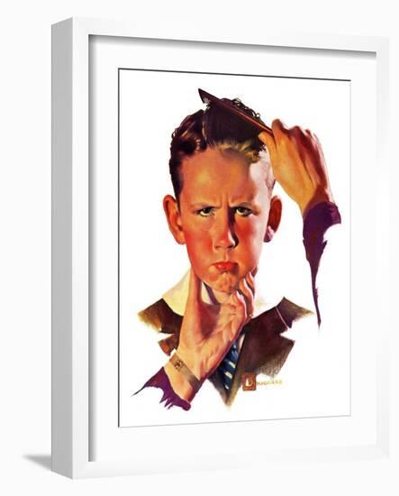 "Combing His Hair,"July 9, 1938-Douglas Crockwell-Framed Giclee Print