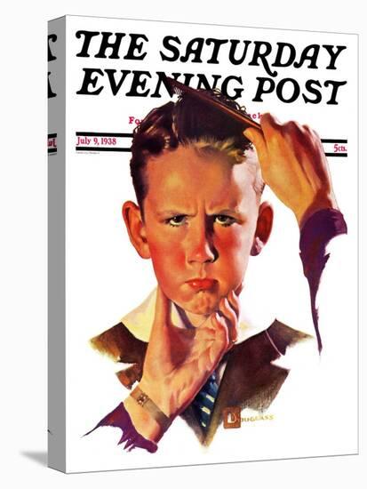 "Combing His Hair," Saturday Evening Post Cover, July 9, 1938-Douglas Crockwell-Stretched Canvas