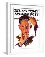 "Combing His Hair," Saturday Evening Post Cover, July 9, 1938-Douglas Crockwell-Framed Giclee Print
