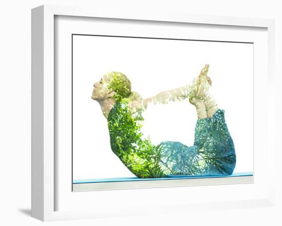 Combining Nature with Spiritual Yoga in a Creative Portrait of a Young Woman Lying with Her Body Ar-Victor Tongdee-Framed Photographic Print