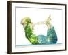 Combining Nature with Spiritual Yoga in a Creative Portrait of a Young Woman Lying with Her Body Ar-Victor Tongdee-Framed Photographic Print