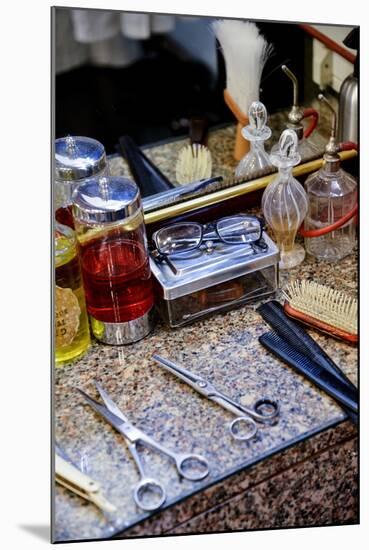 Combs and Scissors at the Colla Barber's Shop-null-Mounted Photographic Print