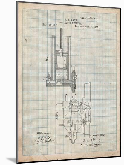 Combustion Engine Patent 1877-Cole Borders-Mounted Art Print