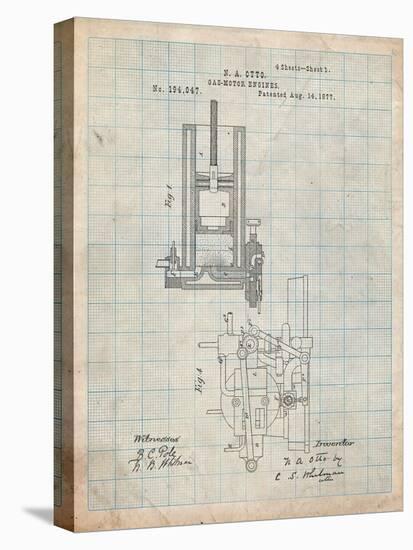 Combustion Engine Patent 1877-Cole Borders-Stretched Canvas