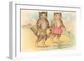 Come Along Little Girl, Cats at Beach-null-Framed Art Print