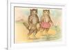 Come Along Little Girl, Cats at Beach-null-Framed Art Print