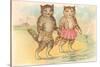 Come Along Little Girl, Cats at Beach-null-Stretched Canvas