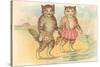 Come Along Little Girl, Cats at Beach-null-Stretched Canvas