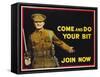 Come and Do Your Bit - Join Now World War I Recruiting Poster-null-Framed Stretched Canvas