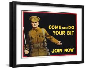 Come and Do Your Bit - Join Now World War I Recruiting Poster-null-Framed Giclee Print