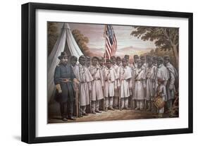 Come and Join Us Brothers, Union Recruitment Poster Aimed at Black Volunteers-null-Framed Giclee Print