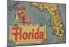 Come To Florida Map Of The State, Pin-Up Girl - Florida-null-Mounted Poster