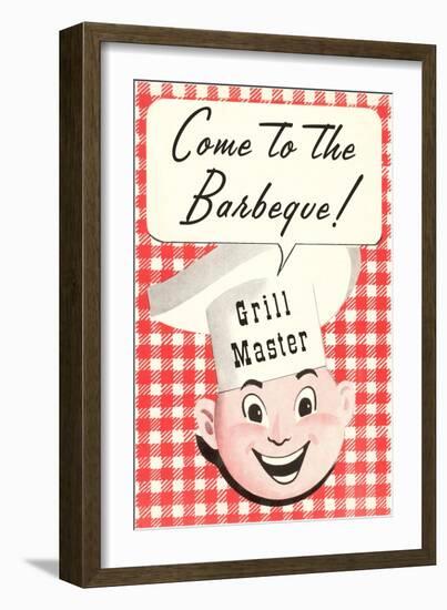 Come to the Barbecue, Cartoon Chef Head-null-Framed Art Print