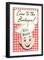 Come to the Barbecue, Cartoon Chef Head-null-Framed Art Print