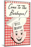 Come to the Barbecue, Cartoon Chef Head-null-Mounted Art Print