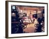 Comedian Bill Cosby Filming His TV Show "The Cosby Show"-null-Framed Premium Photographic Print