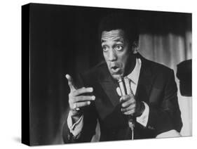 Comedian Bill Cosby Holding Mike as He Performs on Stage-Michael Rougier-Stretched Canvas