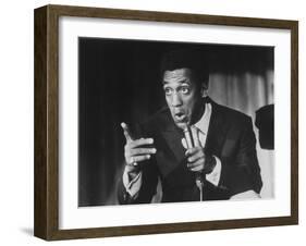 Comedian Bill Cosby Holding Mike as He Performs on Stage-Michael Rougier-Framed Premium Photographic Print