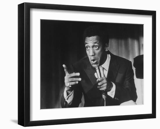 Comedian Bill Cosby Holding Mike as He Performs on Stage-Michael Rougier-Framed Premium Photographic Print